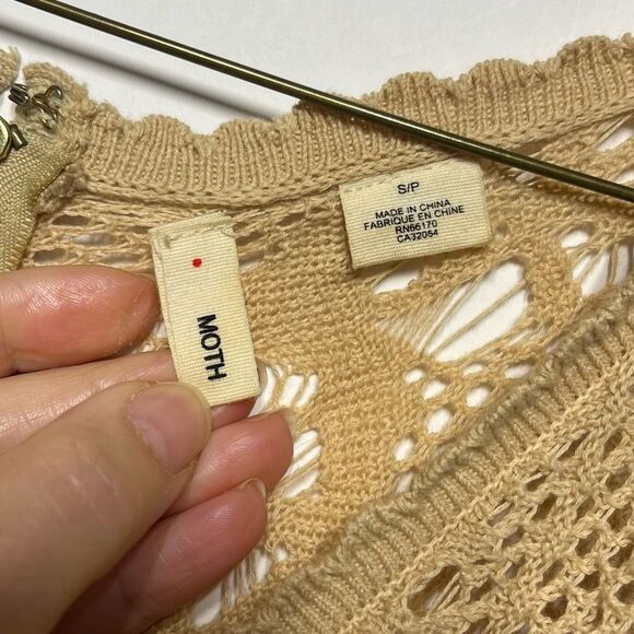 Anthropologie Moth Crochet Cloud Dress in Beige S RARE - Picture 5 of 6
